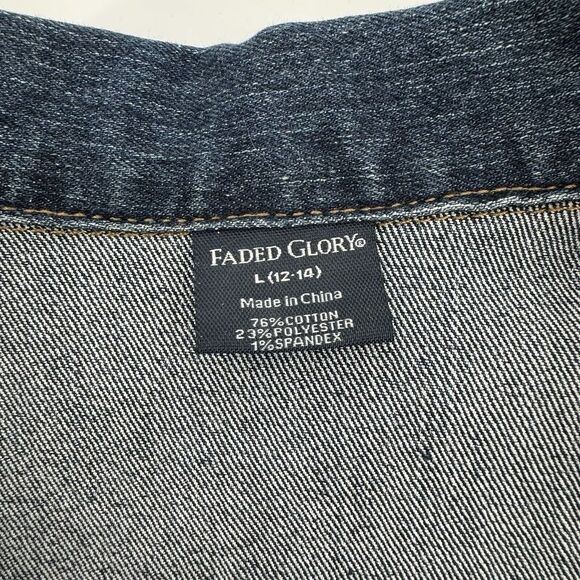 Faded Glory Size L 12 -14 Women's Denim Jean Jacket Button Down Front Pockets - Picture 8 of 16